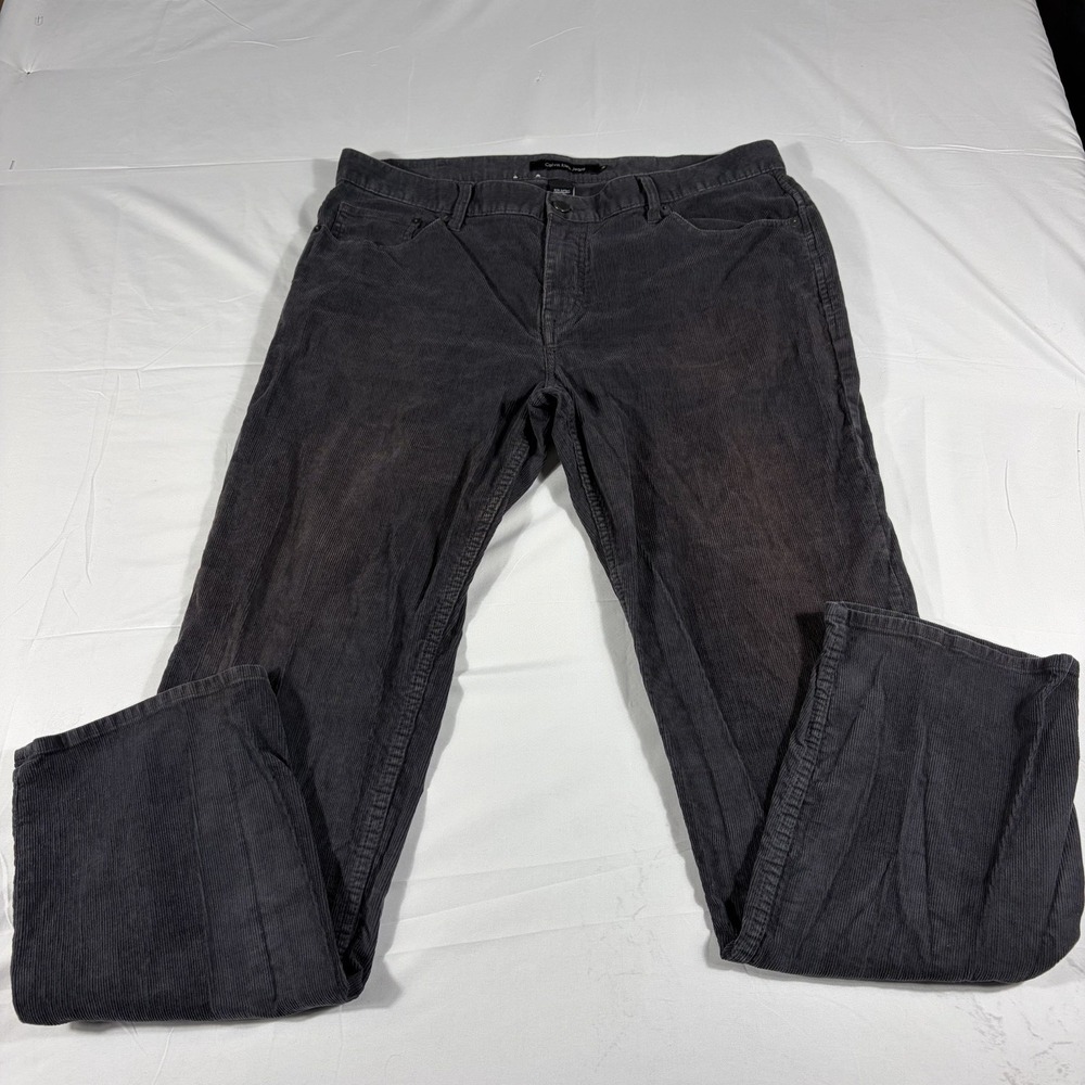 Calvin Klein Jeans Mens 38 Gray Corduroy Pants Straight Leg 5 Pocket Casual